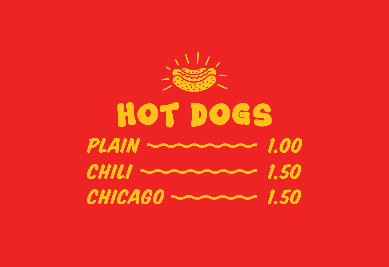 Menu Design | Hazel's Hot Dogs