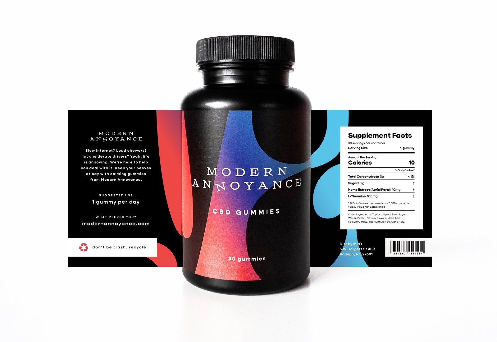 CBD Gummy Label and Packaging Design | Brand Identity for Modern Annoyance CBD