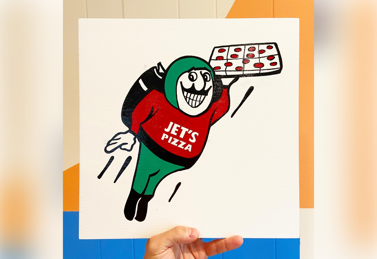 Jet's Pizza Jetman | Hand Painted Sign by Joey Carty