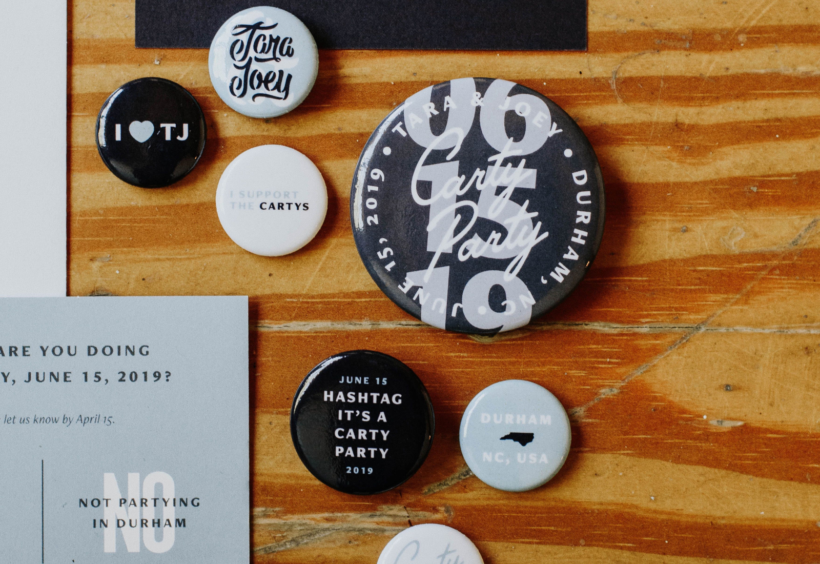 Collection of Button Pins | The Carty Party Branding