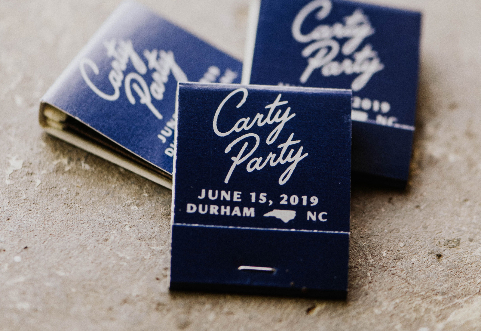 Navy Matchbooks | The Carty Party Branding