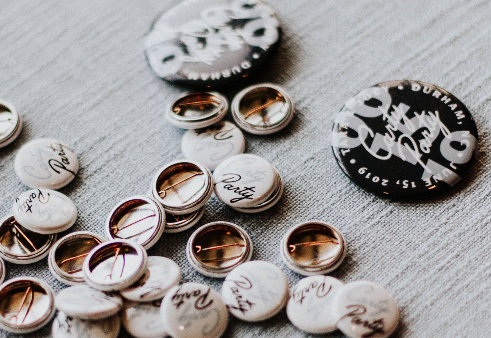 Collection of Carty Party Button Pins | The Carty Party Branding