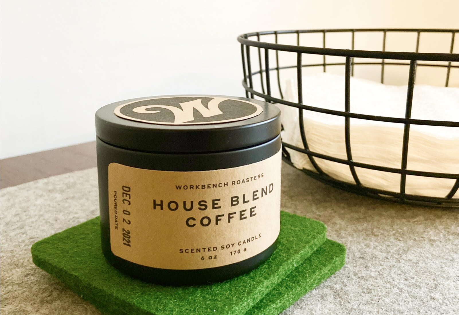 Branding in Use on Coffee Scented Candles | Workbench Roasters