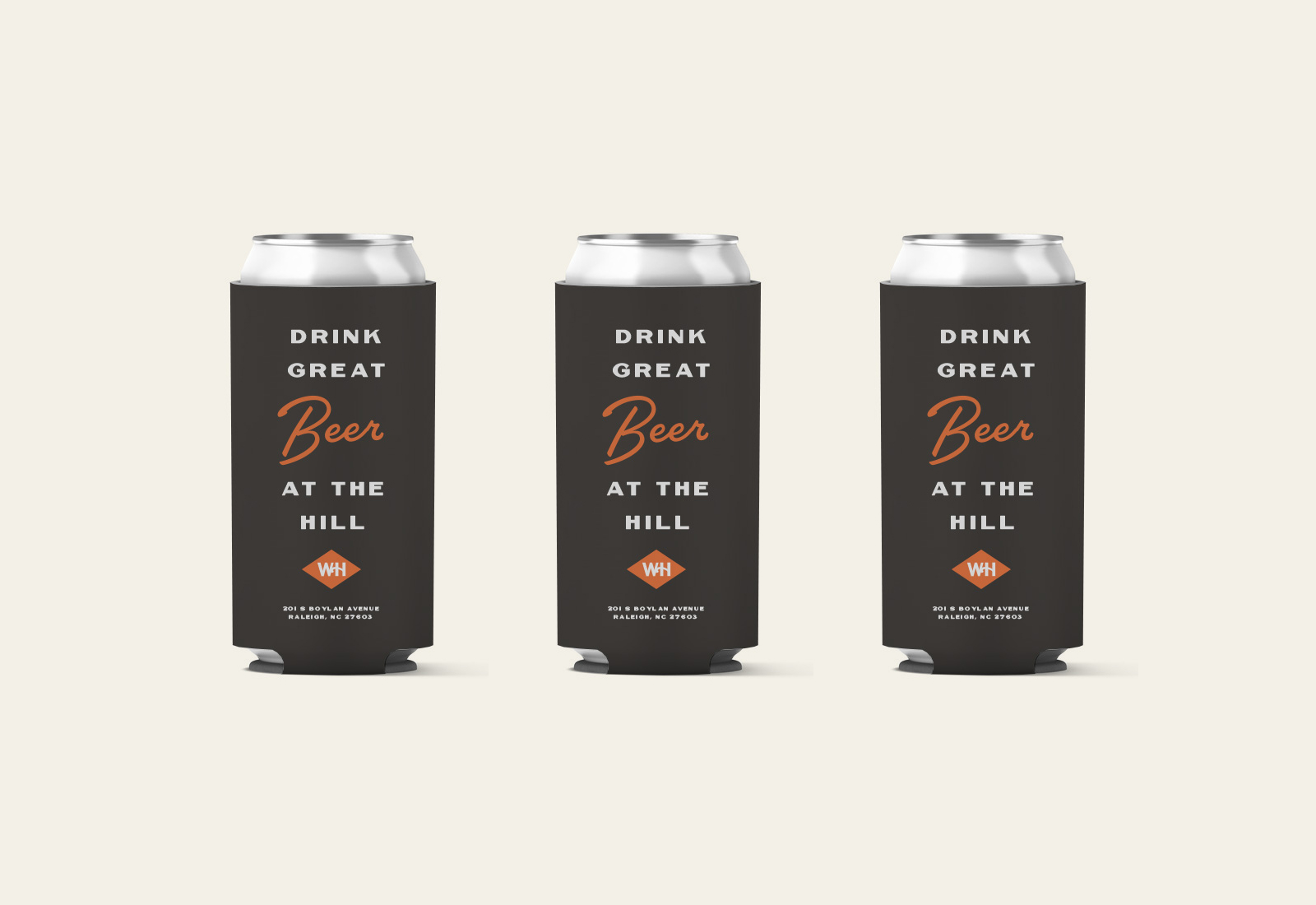 Drink Great Beer - Beer Can Sleeve | Brand Identity for Wye Hill Kitchen and Brewing in Raleigh, NC