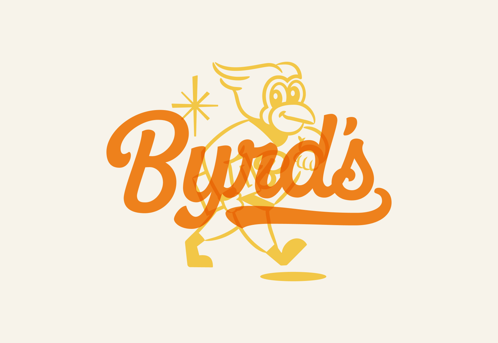 Hand Lettered Script Multiplied over Bird Mascot | Byrd's Estate Sales and Liquidations | Brand Identity by Joey Carty