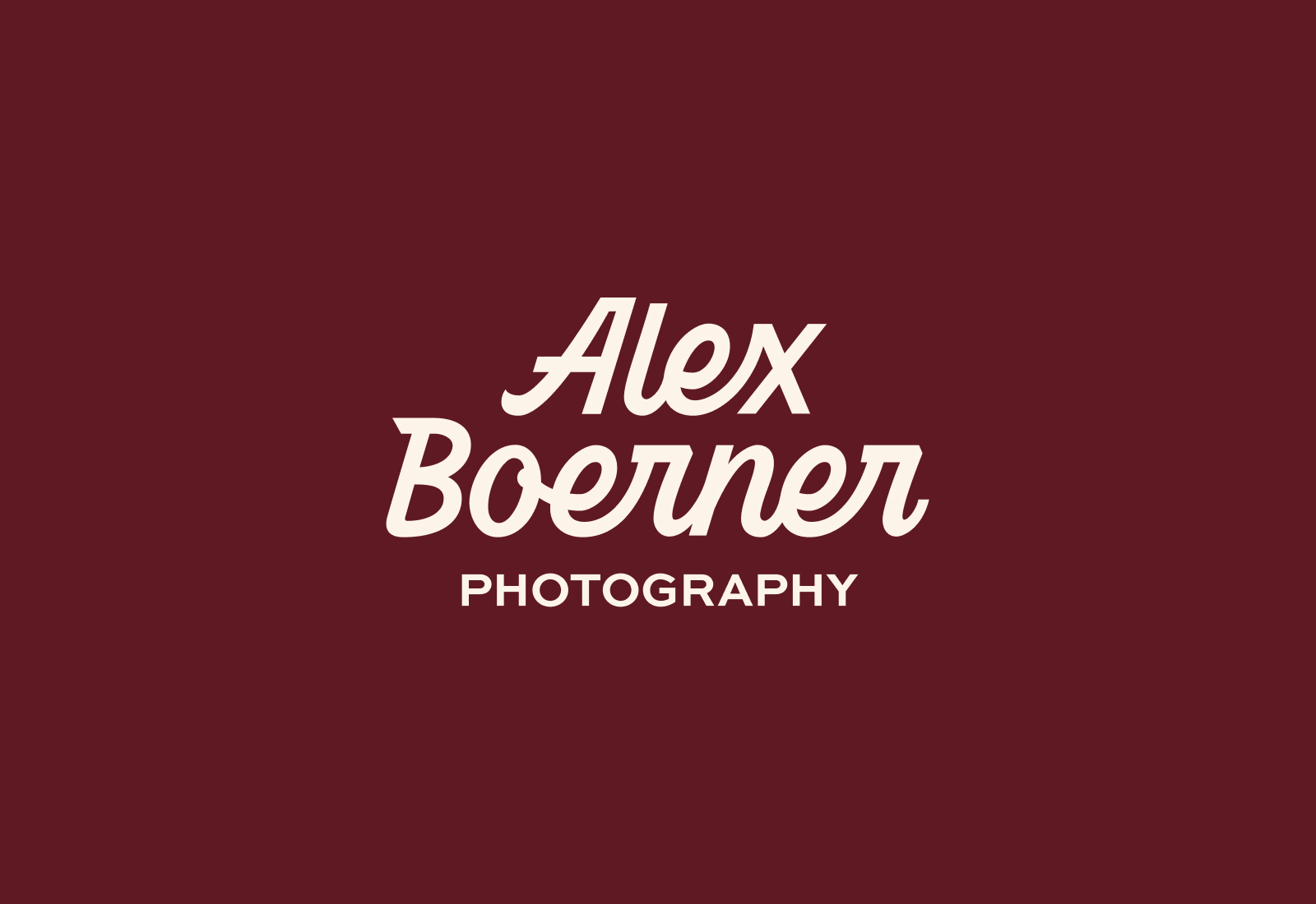 Stacked version of the primary logo Alex Boerner Photography | Custom Lettered Logotype