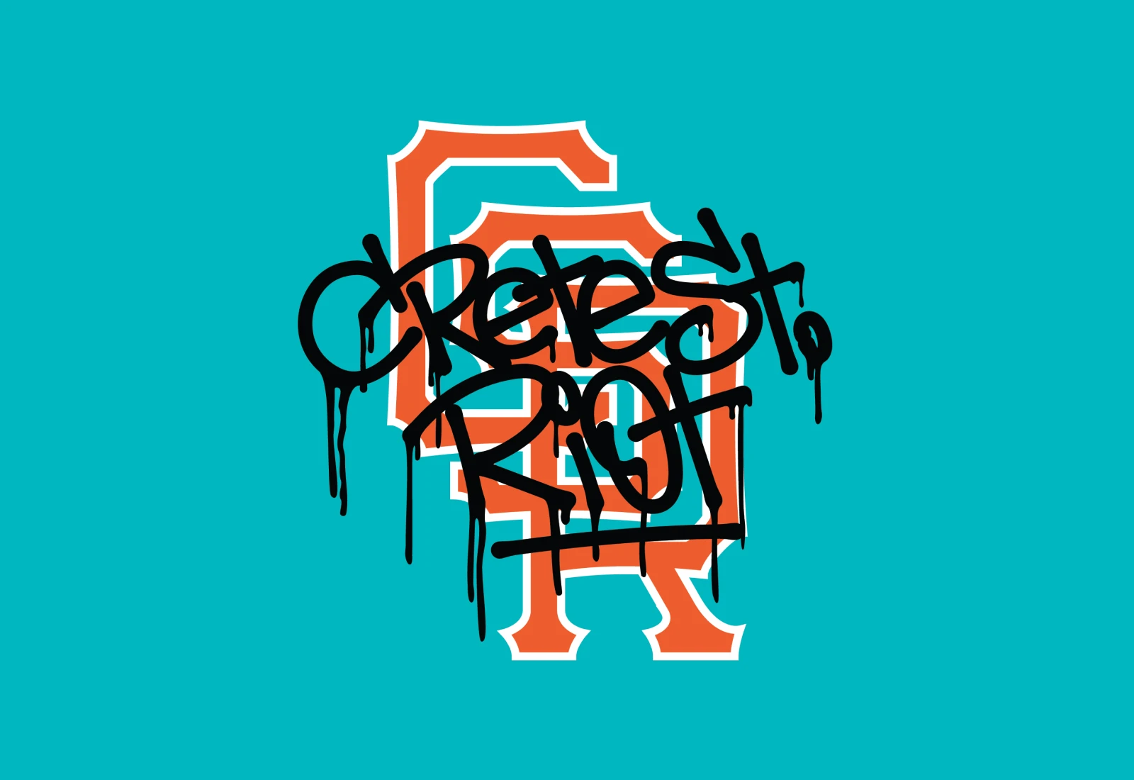 Crete St Riot in graffiti handstyle on top of a CSR monogram